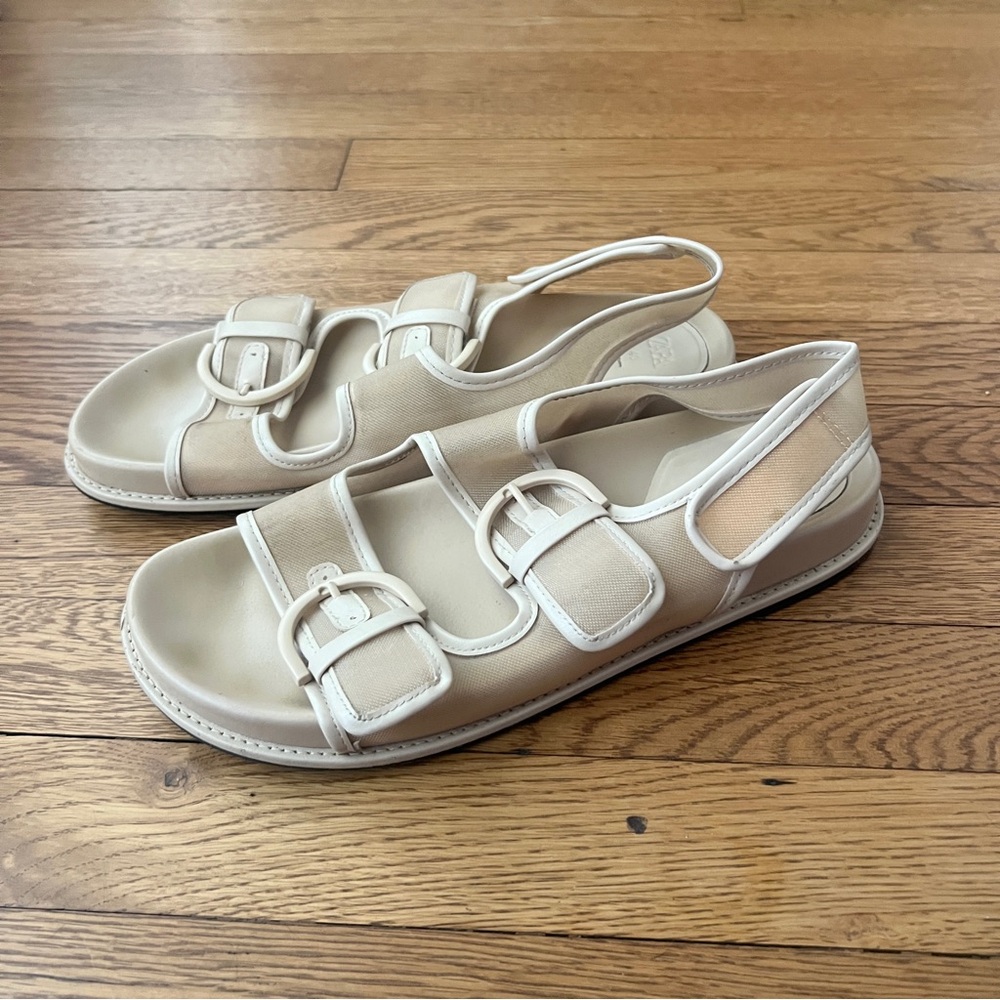 ZARA Beige mesh Wedge Sandals - Picture 2 of 6